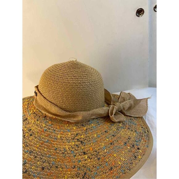 Lucky7 100 paper straw beach hat multi color & ribbon - Picture 4 of 5